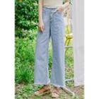Frayed Wide Leg Jeans With Sash