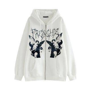 Angles Print Hooded Zip Jacket