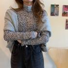 Leopard Print Long-sleeve T-shirt As Shown In Figure - One Size