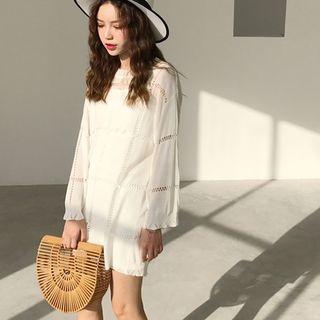 Plain Loose-fit Cutout Knit Top