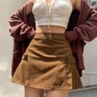Plain High Waist A-line Miniskirt