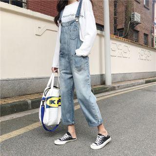 Pocket Detail Denim Cropped Jumper Pants