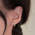 Flower Faux Pearl Rhinestone Alloy Hoop Earring 1 Pair - White Faux Pearl - Gold - One Size