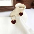 Heart Dangle Earring 1 Pair - Love Heart Earring - Red - One Size