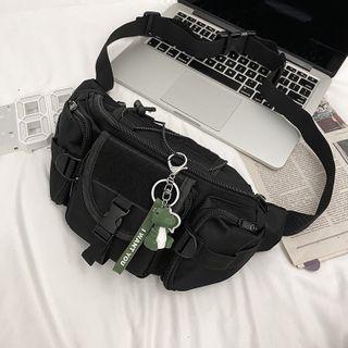 Lightweight Sling Bag With Dinosaur Accent - Black - One Size