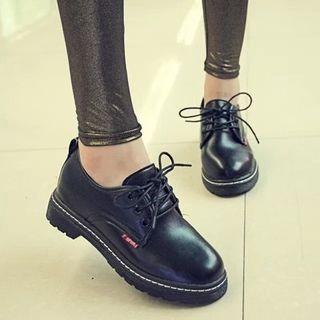 Faux Leather Lace Up Flats