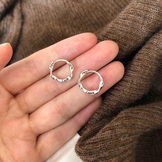 Twisted Hoop Earring 1 Pair - Eh0536 - Silver - One Size