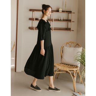 Frilled Lace Long Shirtdress