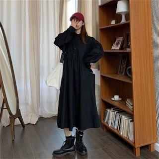 Plain Long-sleeve Shirt Dress / V Neck Printed Sleeveless Sweater