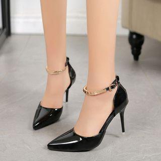 Faux-leather Studded High-heel Sandals