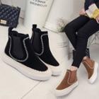 Faux-suede Elastic-strap Ankle Boots