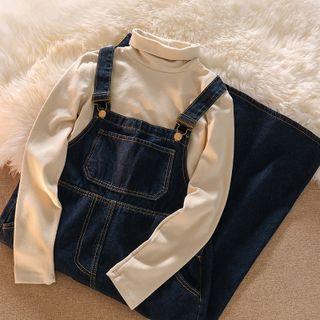 Denim Dungaree Dress / Turtleneck Top