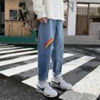 Rainbow Print Cropped Harem Jeans
