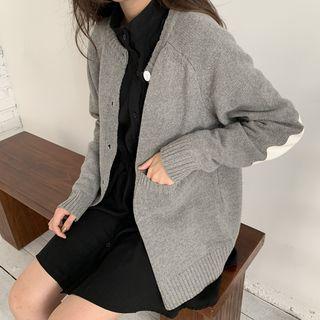 Elbow-patch Cardigan Gray - One Size