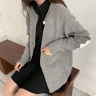 Elbow-patch Cardigan Gray - One Size