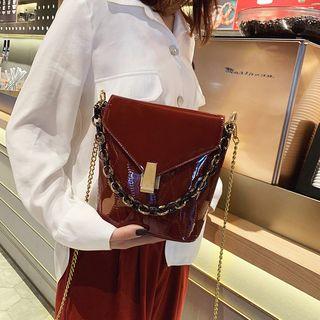 Patent Argyle Stitched Bucket Bag