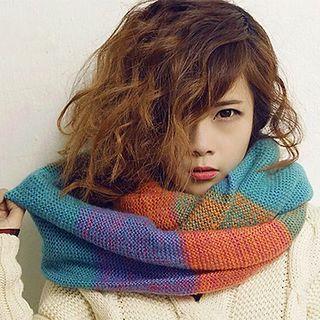 Melange Color Panel Yarn Neck Scarf
