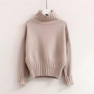 Turtle-neck Sweater Khaki - One Size