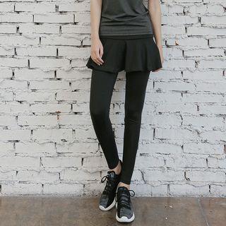 Mock Two-piece Inset Leggings Sports Skirt