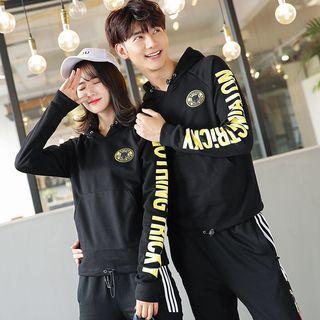 Couple Matching Set: Letter Long-sleeve Hoodie + Sweatpants