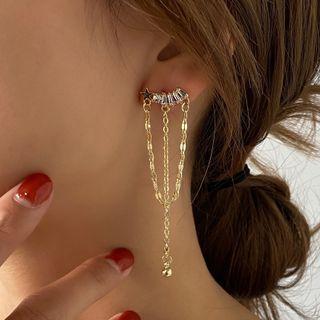 Rhinestone Chained Alloy Earring 1 Pair - 01 - Gold - One Size