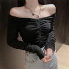 Shirred Off-shoulder T-shirt