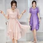Short-sleeve Beaded Charm Dress