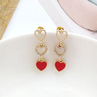 Rhinestone Alloy Heart Dangle Earring
