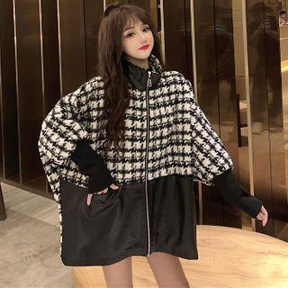 Houndstooth Zip-up Jacket White - One Size