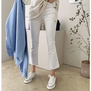 Hidden-band Crop Boot-cut Pants
