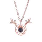 Rhinestone & Bead Deer Pendant Necklace