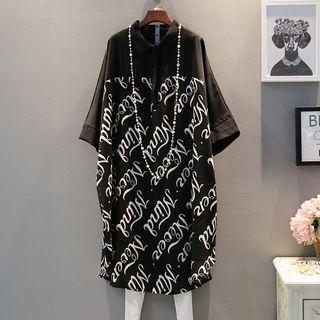 Midi Lettering Pullover Dress Black - One Size