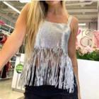 Fringed Sequined Camisole Top