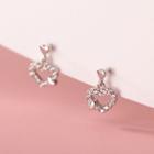 Heart Rhinestone Sterling Silver Dangle Earring 1 Pair - S925 Silver - Silver - One Size