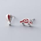 925 Sterling Silver Non-matching Car & Hot Balloon Earring 1 Pair - S925 - Earring - Silver - One Size