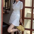 Short-sleeve Open-collar Mini A-line Dress