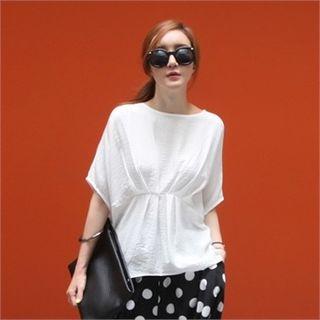 Batwing-sleeve Pleated Front Top