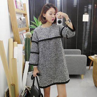 Wool Blend Fringed Tweed Mini Dress