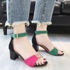 Faux-leather Color-block Sandals
