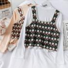 Set: Mock-neck T-shirt + Argyle Vest