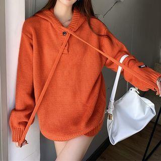 Plain Loose Fit Knit Hoodie