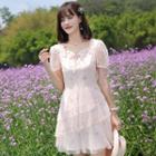 Embroidered Layered Mini A-line Dress
