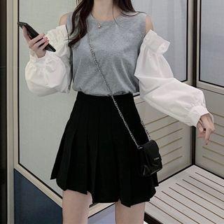 Puff-sleeve Cold Shoulder Sweatshirt
