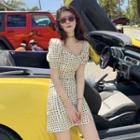 Heart Print Short-sleeve Slim-fit Top / Slim-fit Skirt