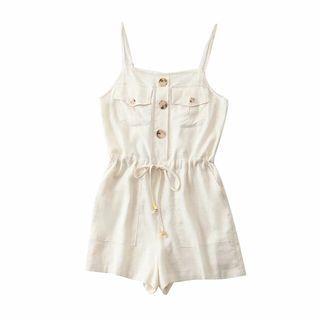 Spaghetti Strap Drawstring-waist Playsuit