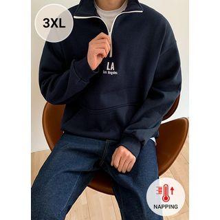 Letter-printed Fleece-lined Anorak Pullover