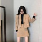 Double Breasted Blazer / A-line Mini Skirt