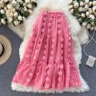 Fluffy Dot Midi A-line Skirt
