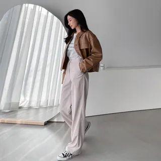 Zip-fly Loose-fit Dress Pants