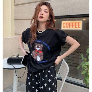 Short-sleeve Print T-shirt / Cross Print Pants